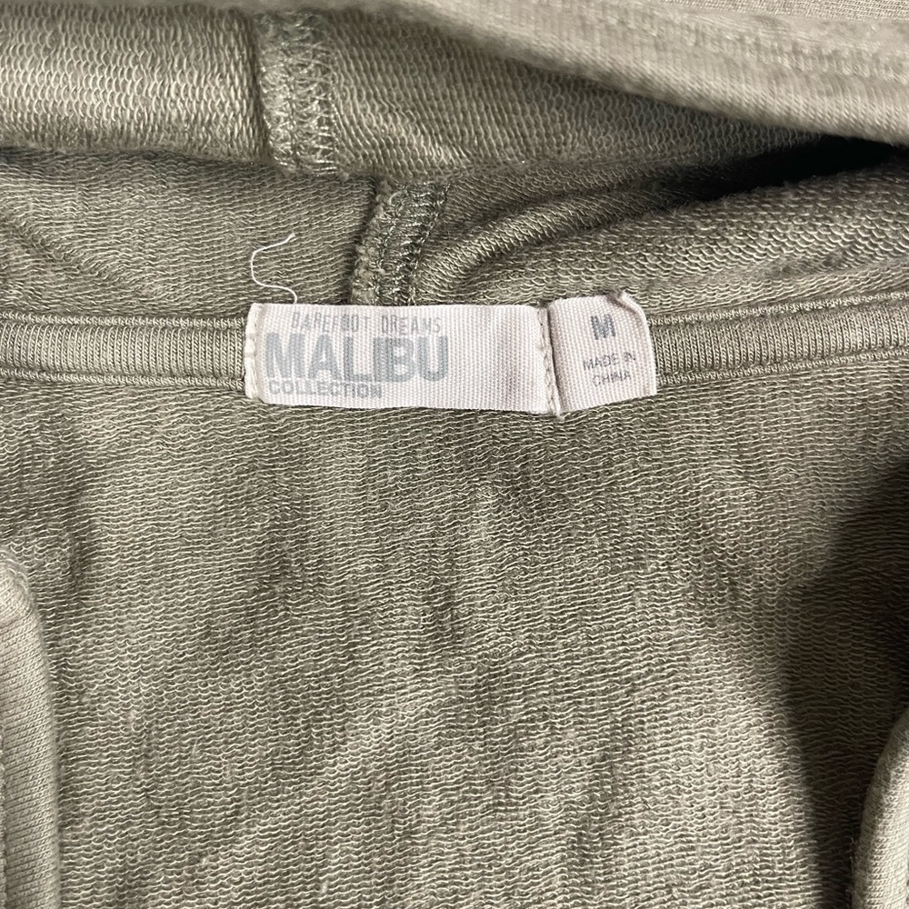 Barefoot Dreams Sweatshirt Women M Malibu Olive Green Luxe Lounge Scrunch Hoodie - Picture 3 of 8